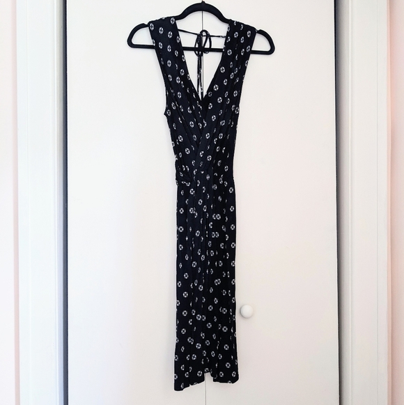 Loft XS Petite Black Print Faux Wrap Dress - Picture 7 of 7
